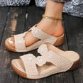 thumbnail image 4 of Jienlioq Clearance Summer New foreign Trade Large Size Wedge Fish Mouth Solid Color Large Size One Line Outside To Wear Beach Sandals Beige, 4 of 8