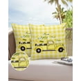 thumbnail image 6 of Pack of 2 Outdoor Pillow Covers, Farmhouse Truck Carrying Lemon on Yellow Plaid Waterproof Square Throw Pillowcase Cushion Decorative Pillow Covers for Couch Patio Tent, 24x24 in, 6 of 6