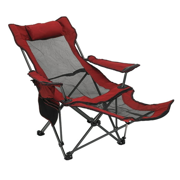 Fauteuil de Camping Inclinable Camping Lounge Chair, Chaise Pliante avec Repose-Tête, Repose-Pieds et Sac de Rangement pour Camping en Plein Air, Barbecue, Grande Capacité de Poids