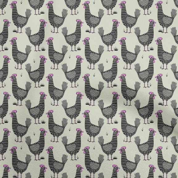 oneOone Cotton Jersey Beige Fabric Rooster Cock Sewing Material Print Fabric By The Yard 58 Inch Wide-QM