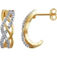 thumbnail image 2 of Diamond Accent Yellow Gold Tone Over Brass Fashion Criss Cross Hoop Earring, 2 of 2