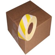 Tape Planet White and Yellow Safety Striped Flagging Tape 1 3/16 x 31.200 ft Roll Non-Adhesive (12 Roll/Case)