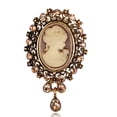 thumbnail image 3 of Broche de aleación con incrustaciones de cristal, broche con borla de cristal, colección de cabeza de belleza Vintage, 2 uds., 3 of 5