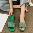thumbnail image 5 of GERsome Women's Square Open Toe Flat Sandals Rhinestone Glitter On Casual Fashion Slippers Summer Beach Slip on Slipper Sandal, 5 of 5