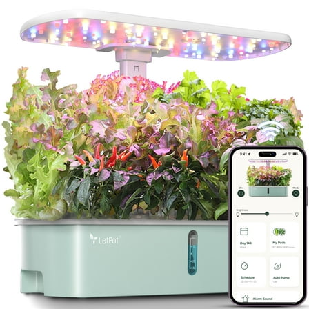 LetPot LPH-Air 10-Pod Hydroponics Growing System - APP&WiFi Controlled Smart Indoor Garden with Grow Lights & Pump, Height Adjustable, Gardening Gift, Green