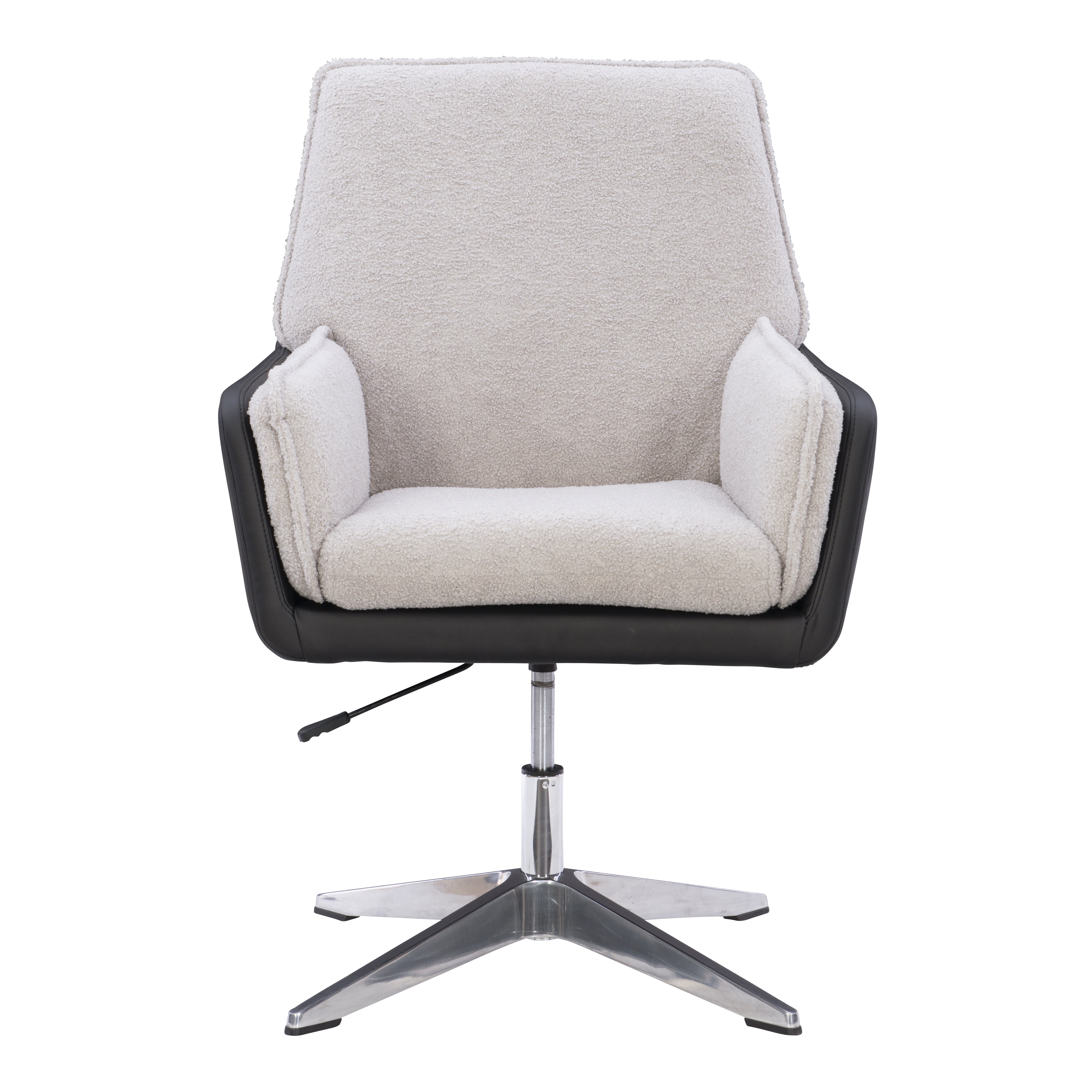 Linon Merle Accent Chair with Swivel, Black Faux Leather and Gray Sherpa