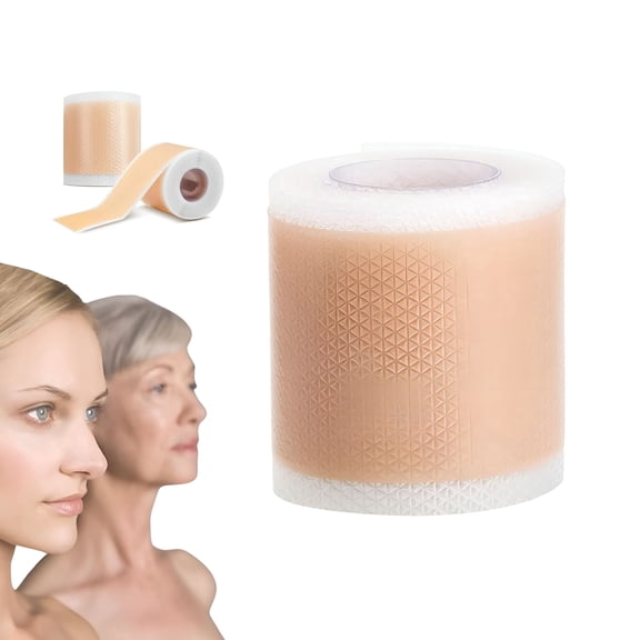 QARUN Reusable Silicone Face Tape 1.6x4.7ft for Forehead Eyes Neck Overnight