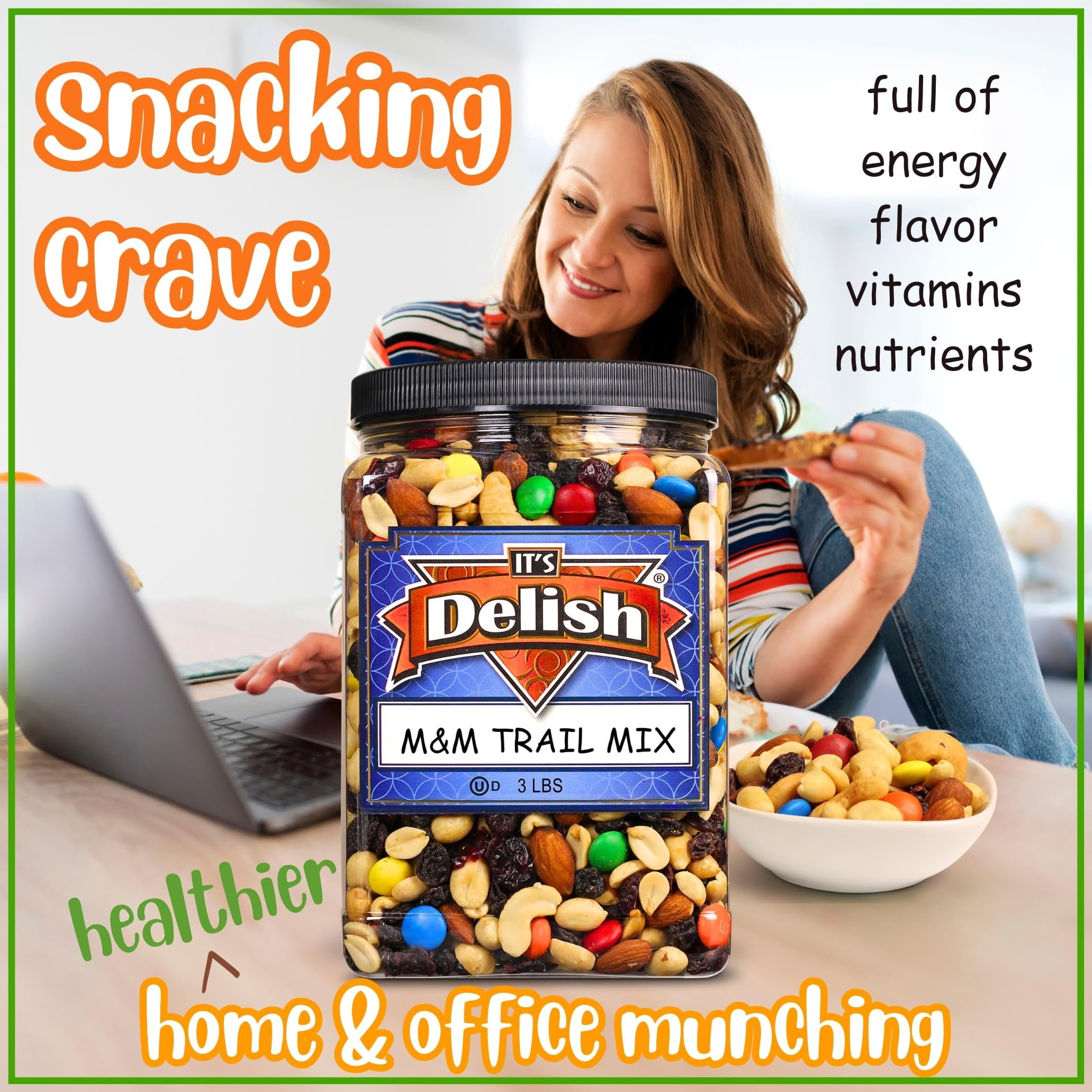 Free Shipping! It's Delish Trail Mix with M&M's, Nuts, Dried Fruit