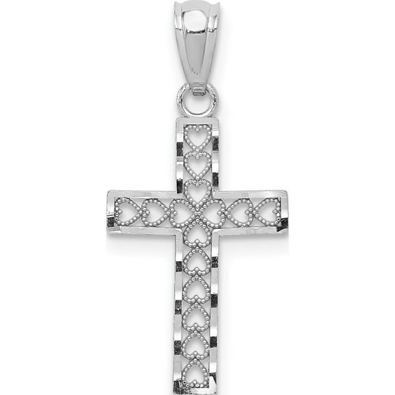 14K White Gold Cross Pendant (25 X 12) Made In United States xr1206