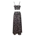 thumbnail image 5 of Viikei Plus Size Skirts for Women Holiday V Neck Solid Crop Top & Sheer High Slit Maxi Suit, 5 of 7