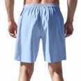 thumbnail image 4 of pstuiky Pantalones cortos para hombre, Pantalones cortos de lino con cintura elástica y botones de color liso para hombre, versátiles y a la moda. Pantalones cortos cargo, 4 of 9