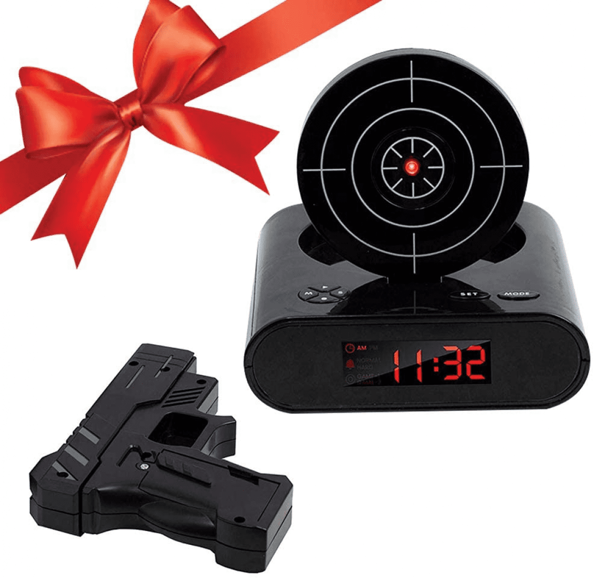 LCD Digital Alarm Shooting Wecker Uhr mit Zielscheibe & Pistole Geschenk Gadget 