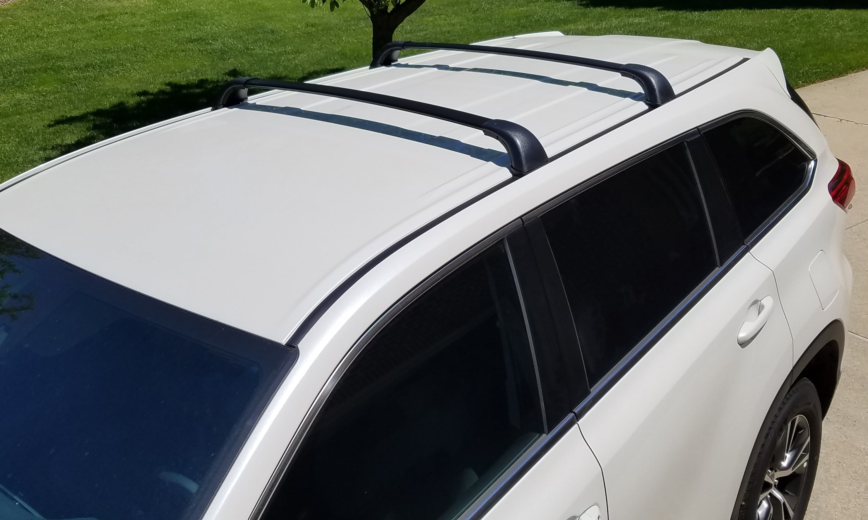 BRIGHTLINES Roof Rack Cross Bars Replacement for Toyota Highlander LE, LE Plus 2014 - 2019 for Kayak Luggage Ski Bike Carrier, Black Aluminum Top Cargo, Set of 2