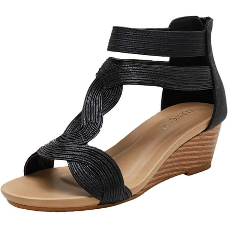 

Women s Wedge Gladiator Sandals Zipper Ankle Strap Open Toe Casual Summer Shoes