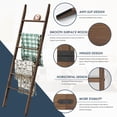 thumbnail image 6 of Blanket Ladder for The Living Room and Bedroom, 6-Tier Wall Leaning Rustic Decorative Farmhouse Blanket Rack, Quilt Rack, Ladder Shelf, Easy Assembly, Acacia Wood, 6 of 9