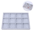 thumbnail image 1 of 12 Grid Ice Velvet Jewelry Drawer Organizer Tray Stackable Jewelry Trays Dividers for Rings Earring Storage Display, 1 of 9