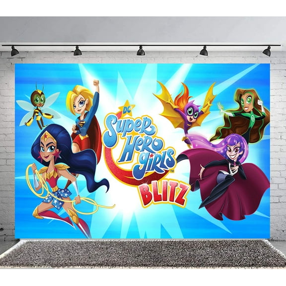 Super Hero Girl Backdrop Banner Party Supplies Poster Movie Theme Background for Photography Birthday Decorations