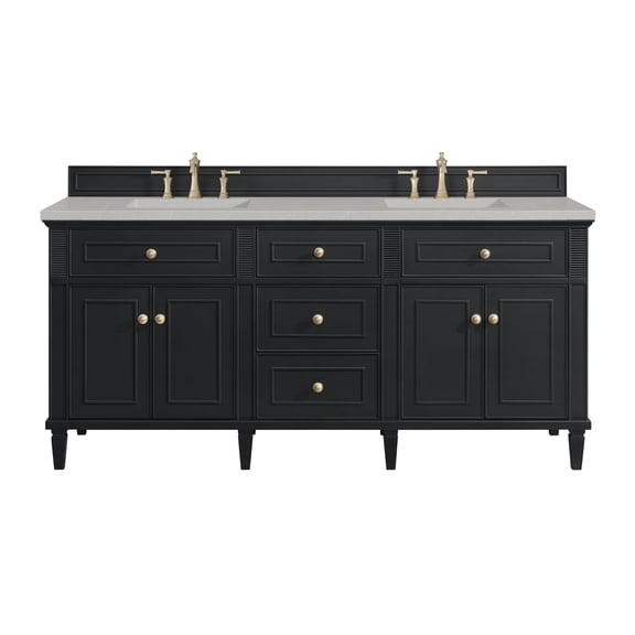 James Martin Vanities 424-V72-3Esr Lorelai 72" Double Basin Wood Vanity Set - Black