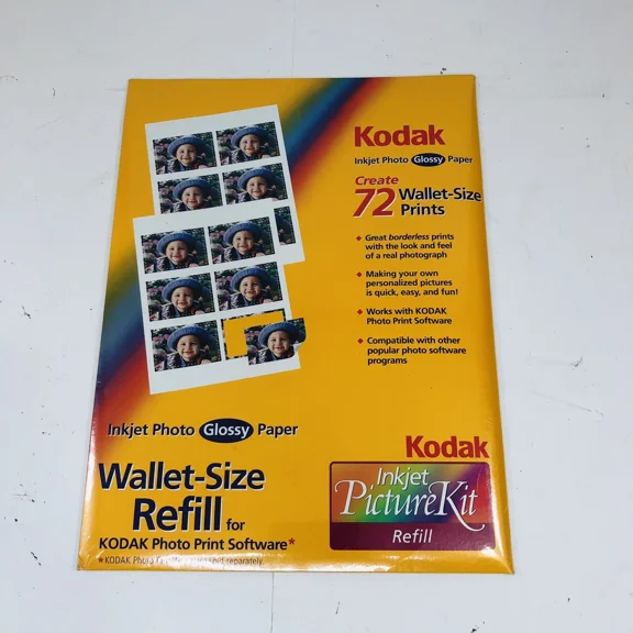 Kodak Wallet Size 2.25 X 3.5” Inkjet Photo Glossy Paper 72 Prints