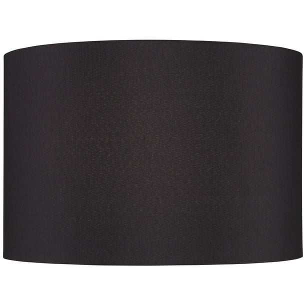 Springcrest Black Faux Silk Medium, Black Fabric Drum Lamp Shader