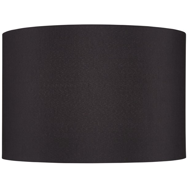 Springcrest Black Faux Silk Medium Tapered Drum Lamp Shade 15 Top X Bottom 10 Slant High Spider Replacement With Harp And Finial Com Springcrest Black Faux Silk Medium, Black Fabric Drum Lamp Shader