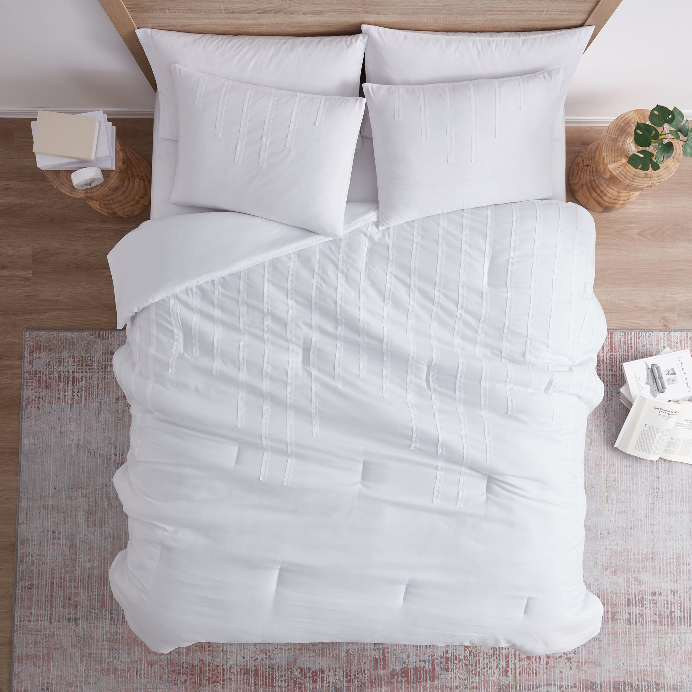 Jade + Oake Ridney 3-Piece White Striped Comforter Set, King