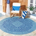 thumbnail image 2 of SAFAVIEH Courtyard Kebo Medallion Indoor/Outdoor Area Rug, Navy/Aqua, 6'7" x 6'7" Round, 2 of 8