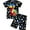 Black Dinosaur, variant on QEFJNO 3-12Y Kids Boys Pajamas Set 2 PCS Short Sleeve Top and Shorts Pants for Toddler Boys Fire Truck Pjs Summer