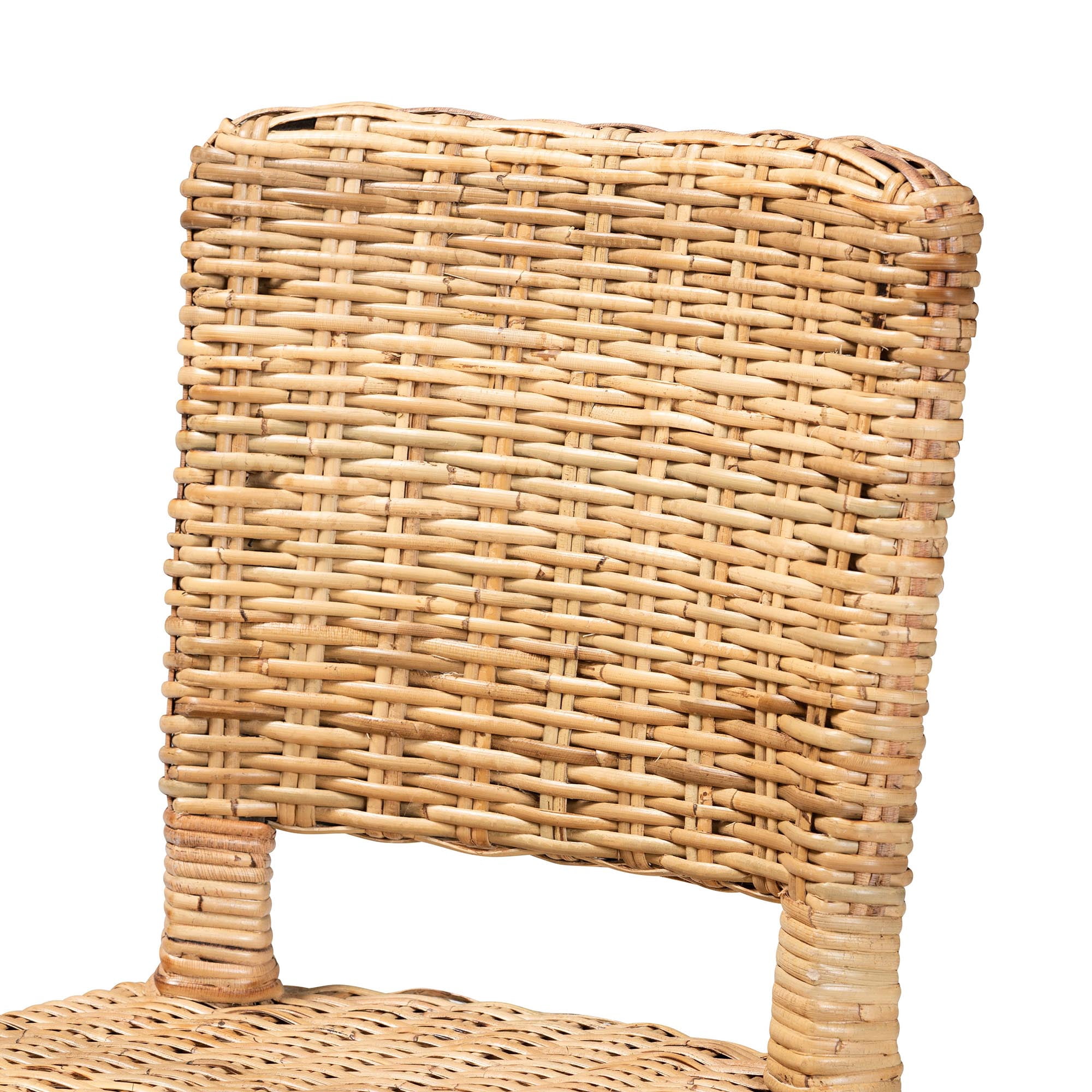 bali & pari Dermot Rattan and Mango Wood BOHO Dining Chairs, Set of 2, Natural Brown