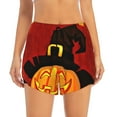 thumbnail image 3 of Uemuo Halloween Pumpkin Pattern Women's Athletic Shorts High Waisted Running Shorts with Liner Pockets Gym Elastic Workout Shorts-X-Large, 3 of 9