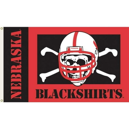 Collegiate Garden Flags NCAA Nebraska (Blackshirts) 3-by-5 Foot Flag with Grommets, Officially licensed NCAA Collegiate product. By BSI ()