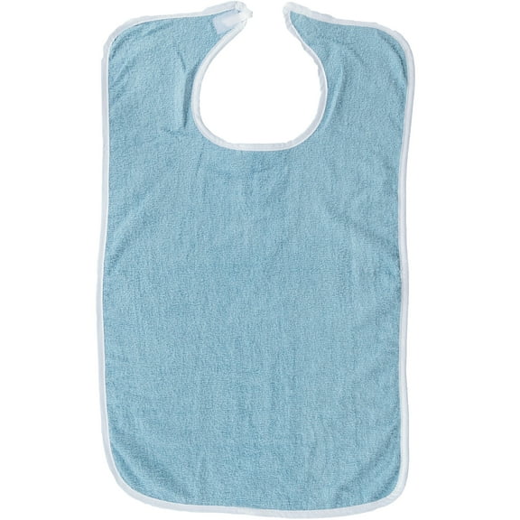 Pack of 6 Terry Adult Bibs with Velcro Closure (Blue)