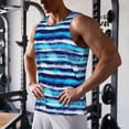 thumbnail image 5 of Honeii Ice Blue Stripes Pattern Men's Workout Tank Top Casual Sleeveless Gym Muscle Shirts Bodybuilding Tee-Medium, 5 of 7