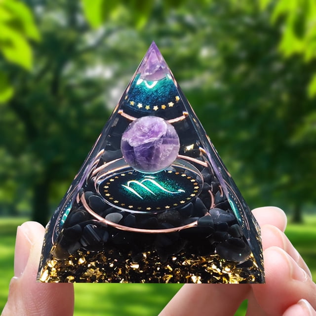 Generador de energía de chakra Reiki de cristal de pirámide de orgonita natural (Escorpio)