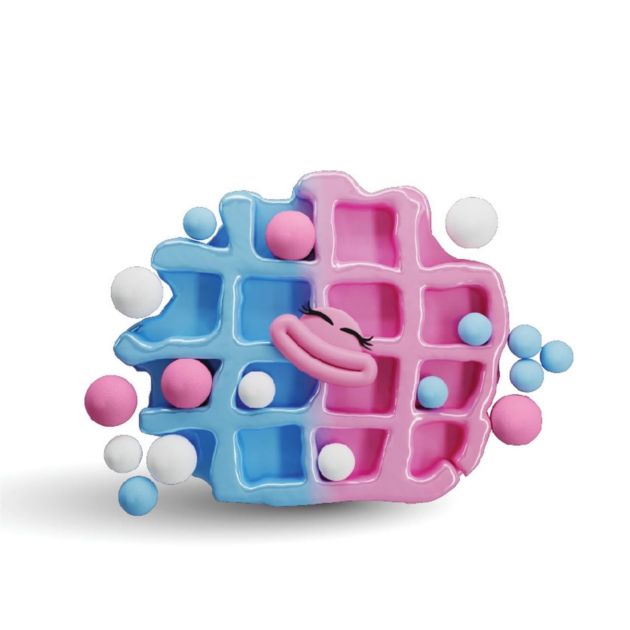 Taba Jelly Squishies Wally Waffle - FuFu Squeeze Stress Relief Toy for Kids & Adults - Stretchy & Sticky Fun Sensory Play with Decorations - Relaxing Fidget Toy for Anxiety Relief & Calming Exercise