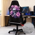 thumbnail image 3 of SCRAWLGOD Skull Rose Butterfly Print Violet Black Print 4 Pieces Gaming Chair Cover, Breathable Computer Chair Cover with Armrest Covers Washable Slipcover for Gaming Rotating Chair with Elastic Band, 3 of 7