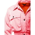 thumbnail image 4 of A2Y Women's Cropped Front Two Pocket Snap Quilted Padding Bomber Jacket Pink S, 4 of 5
