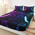 thumbnail image 4 of Gaming Bed Sheets For Boys Teen Game Sheet Set For Kids Gamer Bedding Set Gamepad Home Decor For Bedding Sheet Set Twin Size,Bed Sheet Set Purple Blue Hexagon, 4 of 6