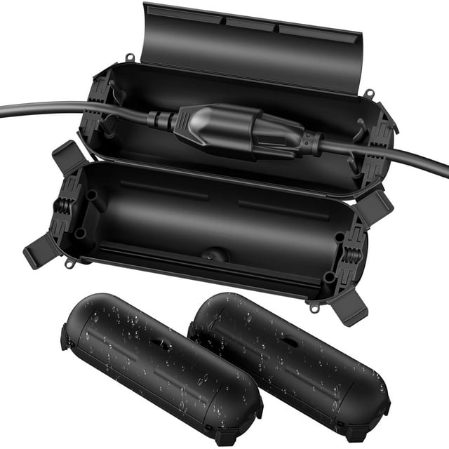 Caja de Protección Impermeable IP44 para Conexiones Eléctricas Exteriores (3 Unidades), Cubierta de Seguridad para Enchufes y Luces Navideñas, Negra