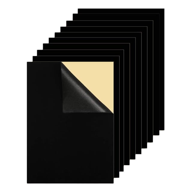 10 hojas adhesivas de terciopelo suave con reverso adhesivo, tamaño A4, para manualidades Negro