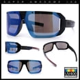 thumbnail image 2 of Locs USA Flag Oversized Wrap Around Gangster Plastic Biker Sunglasses [Matte Black - Blue Mirror], 2 of 7