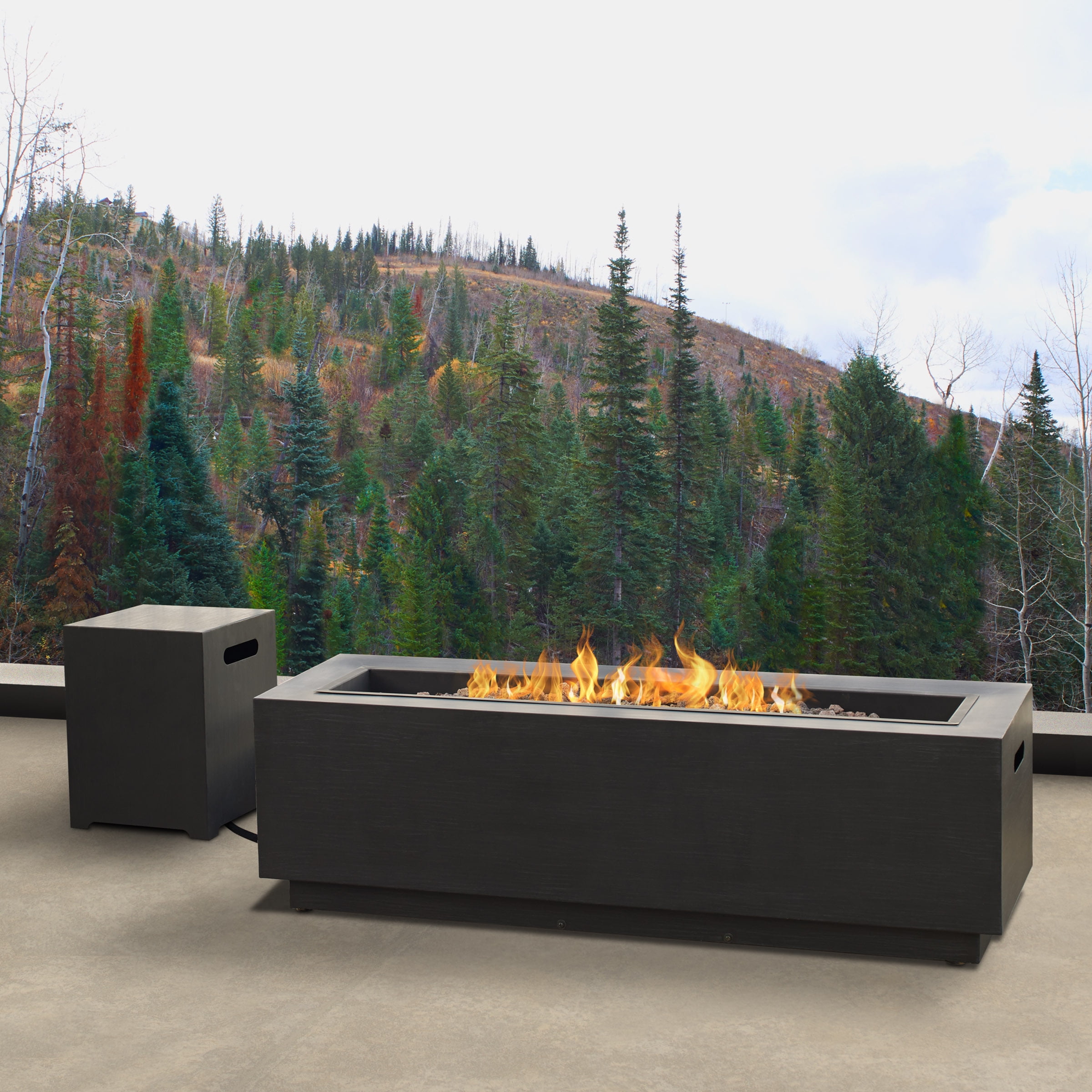Lanesboro Rectangle Propane Fire Table In Gray With Natural Gas Lanesboro Rectangle Propane Fire Table In Gray With Natural Gas Conversion Kit By Real Flame Com