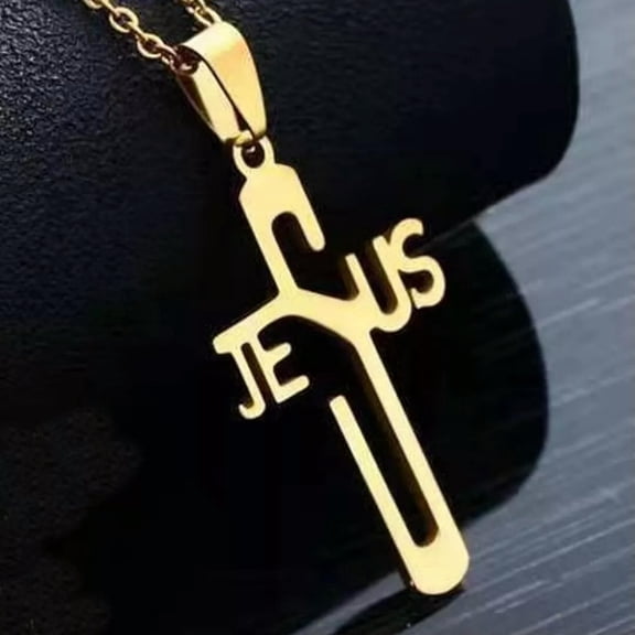 HOOUN Gold Jesus Christ Crucifix Cross Pendant Necklace Christian Jewelry Men Women