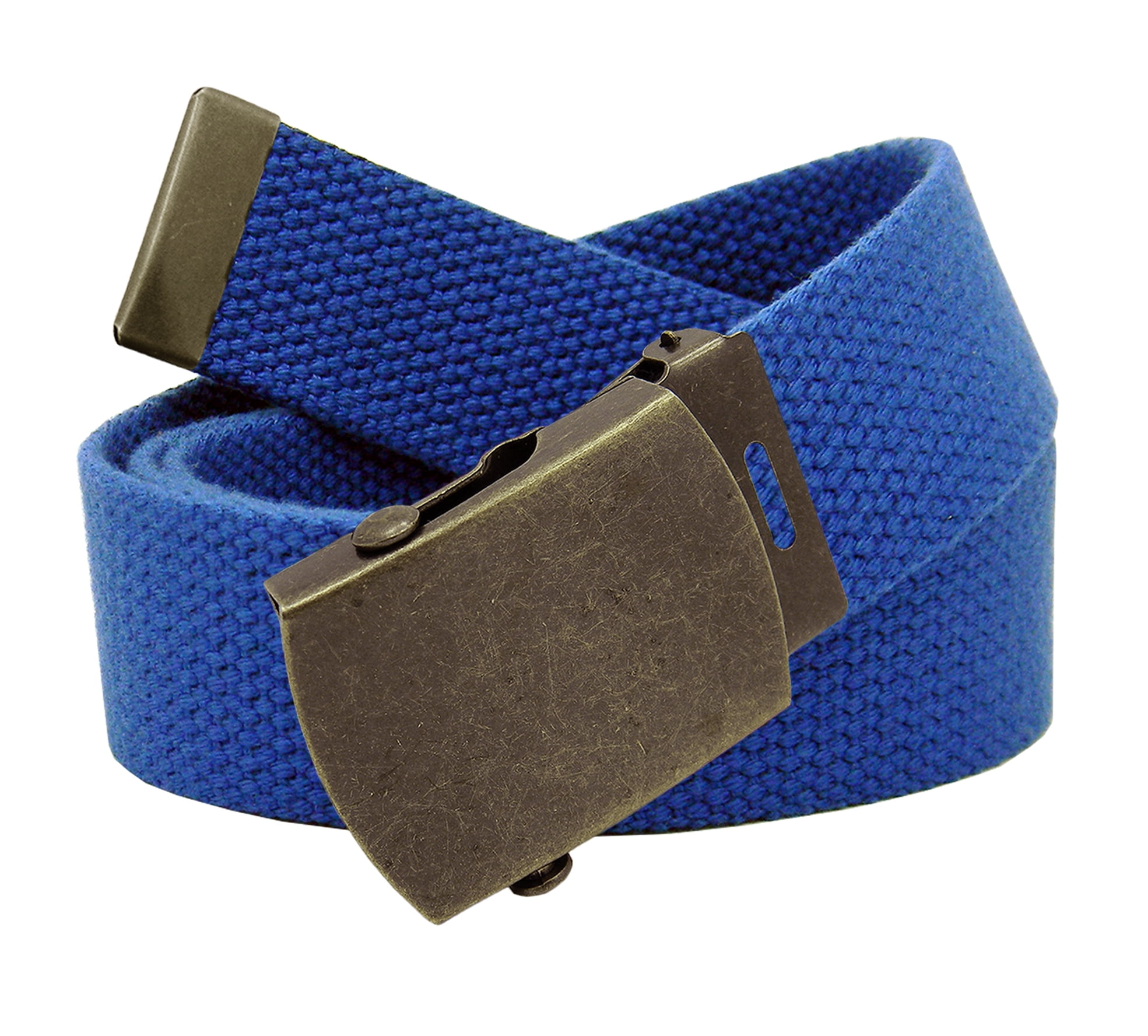 Men's Classic Antique Gold Military Slider Belt Buckle with Canvas 