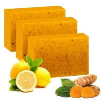 3 PCS Lemon Turmeric Kojic Acid Soap Bar, Kojic Acid Soap For Dark Spots, Turmeric Handmade Soap, Brightening Moisturising Soap, Dark Spot Corrector Remover for Face and Body, for Men and Women