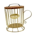 thumbnail image 4 of Luzkey Coffee Pod Holder Cup Storage Rustic Round Modern with Wooden Lid Cage Storage Basket for Restaurant Bar Countertop Kitchen L, 4 of 8