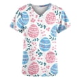 thumbnail image 5 of Fewfanhot Womens T Shirts Easter Scrub Tops Women Stretchy Cute Bunny and Eggs Printed Nurse Working Uniforms with Pockets, 5 of 5