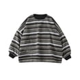 thumbnail image 5 of Suéter holgado de lana con cuello redondo y bolsillos a rayas de estilo retro holgado para mujer, ropa de otoño e invierno de talla grande para chica gordita, 5 of 5