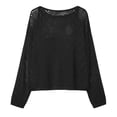 thumbnail image 4 of XIAONU Open Knit Sheer Pullover Sweater for Women Long Sleeve Crew Neck Casual Lightweight Loose Top, 4 of 4