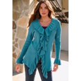 thumbnail image 3 of Roaman's Women's Plus Size V-Neck Ruffle Trim Tie-Front Cardigan, 3 of 3